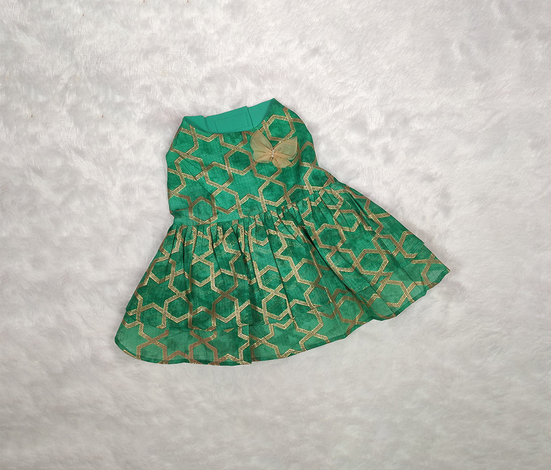 Kota Doria Cold Shoulder Frock From Floobie Tails