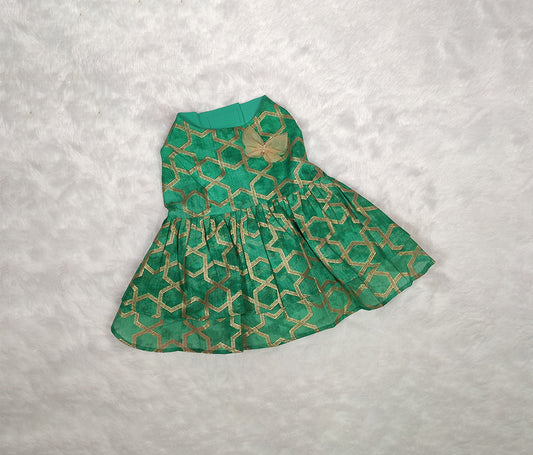 Kota Doria Cold Shoulder Frock From Floobie Tails
