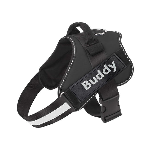 No Pull Reflective Personalized Dog Harness Black
