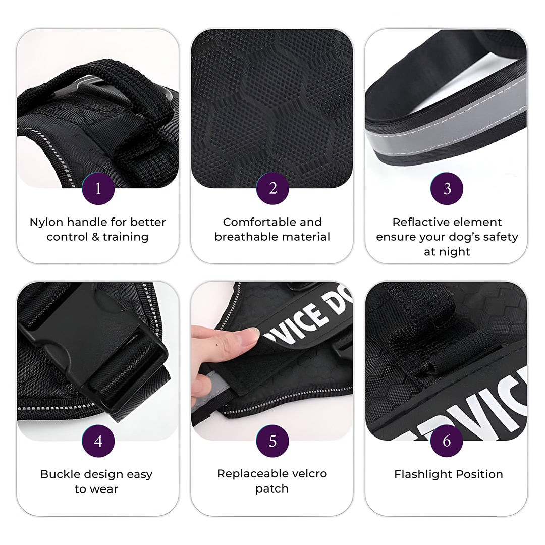 No Pull Reflective Personalized Dog Harness Black