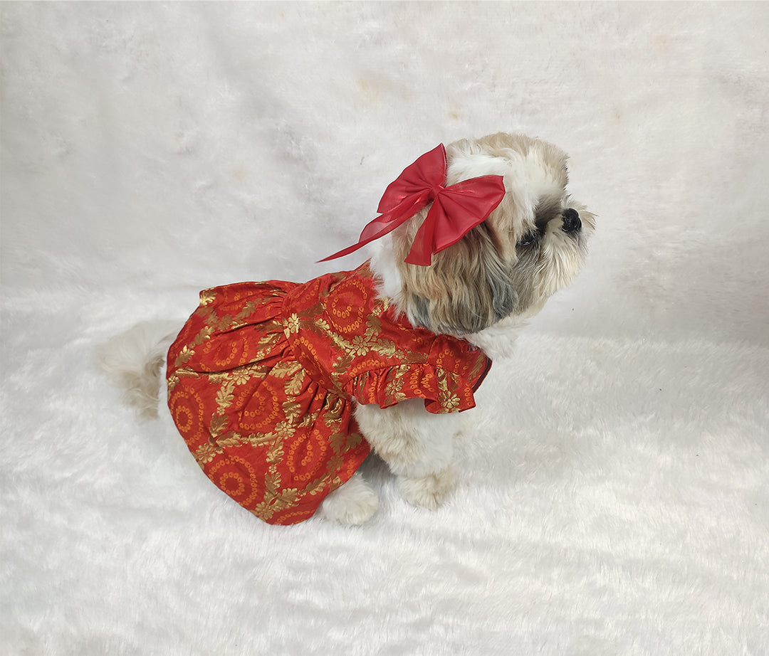 Orange Brocade Ruffle Frill Frock From Floobie Tails