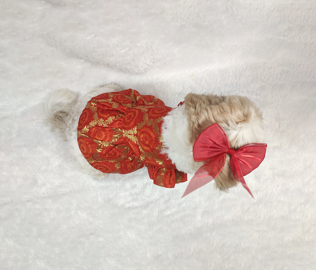 Orange Brocade Ruffle Frill Frock From Floobie Tails