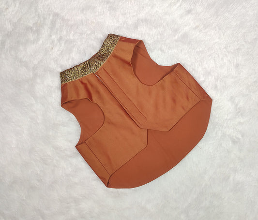 Silk Zari Embroidery Work Rust Jacket From Floobie Tails