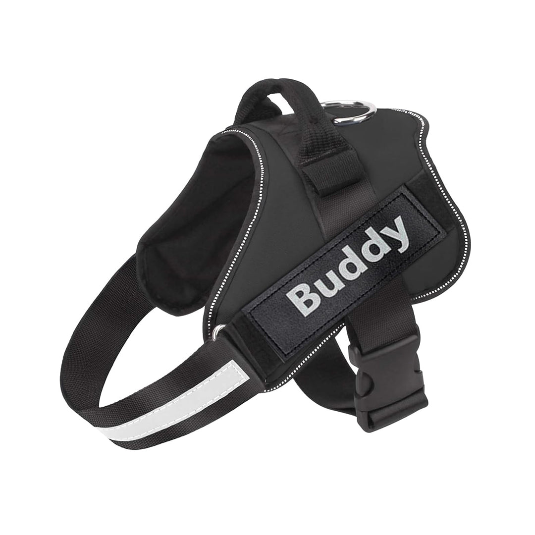 No Pull Reflective Personalized Dog Harness Black
